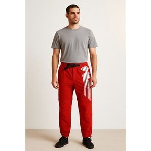 WITHOUT WALLS Men's Zip-Off Cargo Convertible Hiking Track Pants Red/White Large